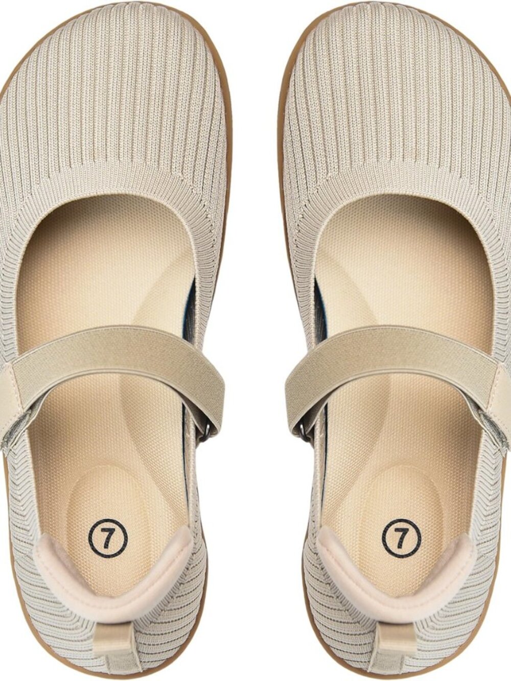 Wide Toe Box Mary Jane Shoes for Women, Knit Ballet Flats